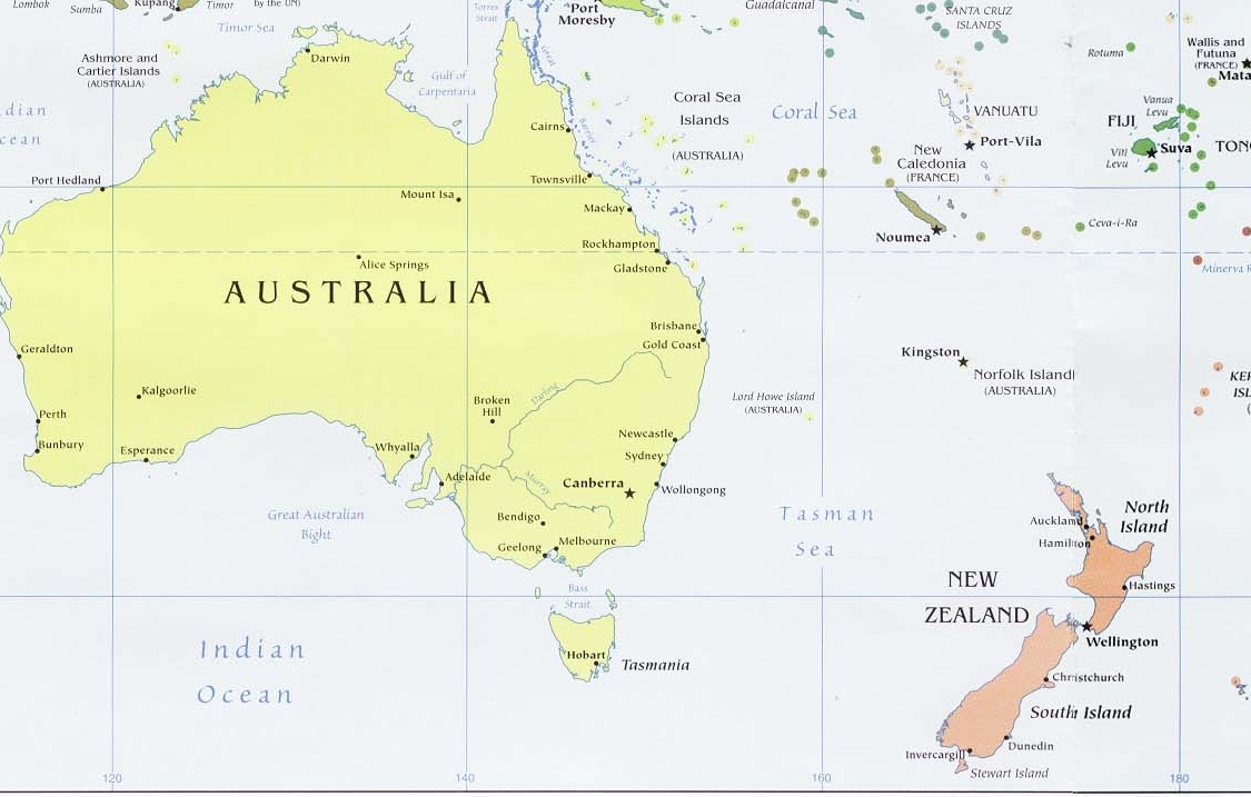 Países da Oceania - e suas capitais, idiomas e moedas